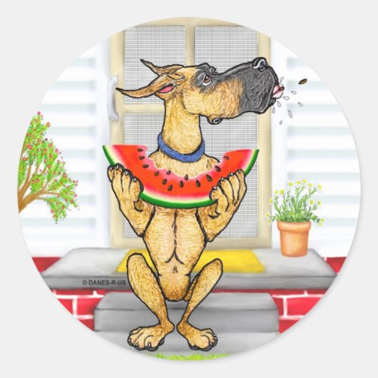 Geweldige Dane SPIT Fawn Ronde Sticker (Voorkant)