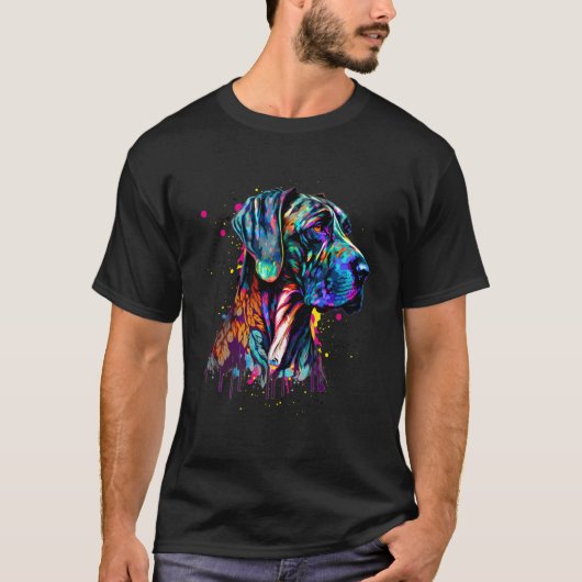Geweldige Dane Splash Art Dane T-shirt (Voorkant)