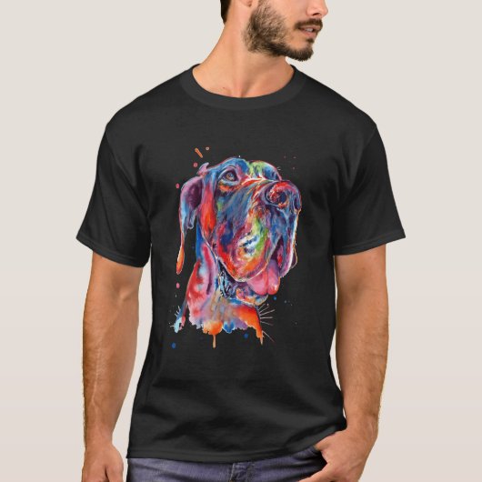 Geweldige Dane Splash Art Dane T-shirt (Voorkant)