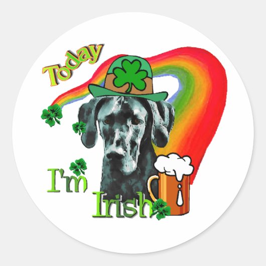 Geweldige Dane St Patricks Day Ronde Sticker (Voorkant)