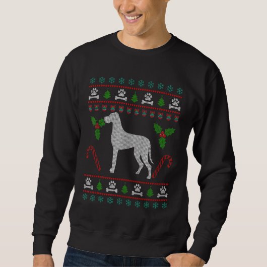 Geweldige Dane Ugly Kerstmis Funny Dog Trui (Voorkant)