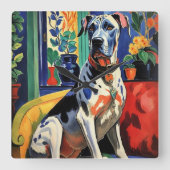 Geweldige Dane Vierkante Klok (Voorkant)