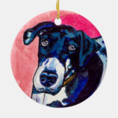 Geweldige danshond kunst schattige originele inktt keramisch ornament (Achterkant)