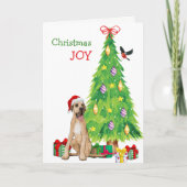 Geweldige ddadige hond en kerstboom feestdagen kaart (Voorkant)