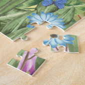 Geweldige ddadige hond met bloemen lente legpuzzel (Zijkant)