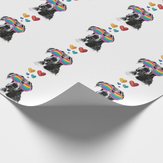 Geweldige ddadige hond met harten Valentijnsdag Cadeaupapier (Hoek)