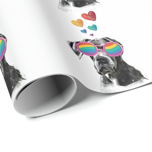 Geweldige ddadige hond met harten Valentijnsdag Cadeaupapier (Rol Hoek)