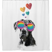Geweldige ddadige hond met harten Valentijnsdag Douchegordijn (Voorkant)