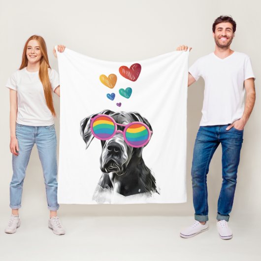 Geweldige ddadige hond met harten Valentijnsdag Fleece Deken (In situ)