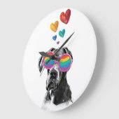 Geweldige ddadige hond met harten Valentijnsdag Grote Klok (Hoek)