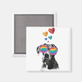 Geweldige ddadige hond met harten Valentijnsdag Magneet (Voorkant / Achterkant)