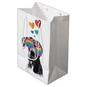 Geweldige ddadige hond met harten Valentijnsdag Medium Cadeauzakje (Voorkant Gekanteld)