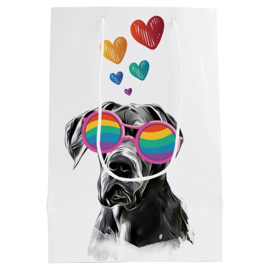 Geweldige ddadige hond met harten Valentijnsdag Medium Cadeauzakje (Achterkant)