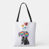Geweldige ddadige hond met harten Valentijnsdag Tote Bag (Achterkant)