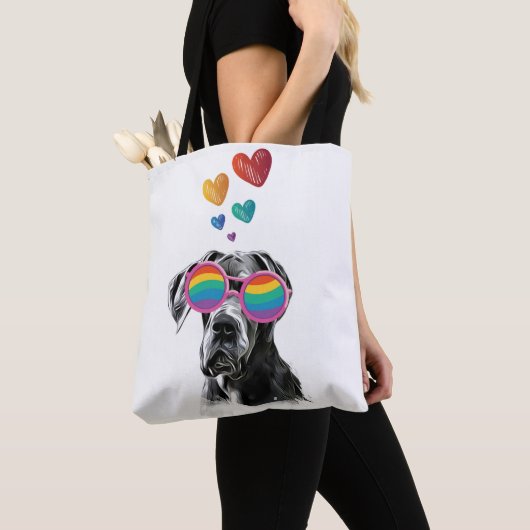 Geweldige ddadige hond met harten Valentijnsdag Tote Bag (Dichtbij)