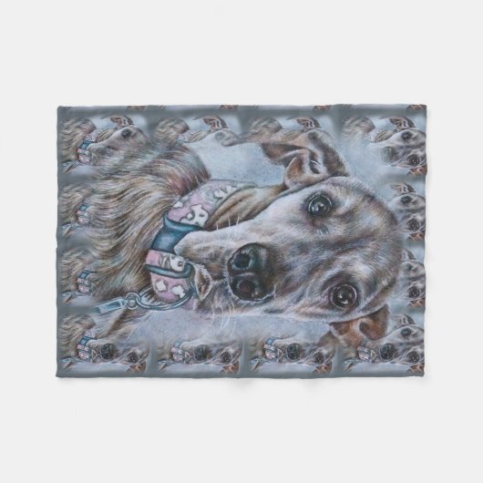 Geweldige ddragende hond-kunst fleece deken (Voorkant (Horizontaal))