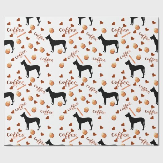 Geweldige Deen en Koffee Love  Cadeaupapier (Vlak)