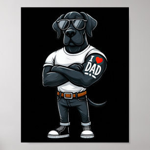 Geweldige Deen Ik hou van Dad Funny Dog Tattoo Poster