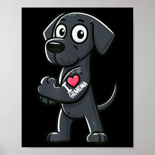 Geweldige Deen Ik hou van oma Funny Dog Tattoo Poster