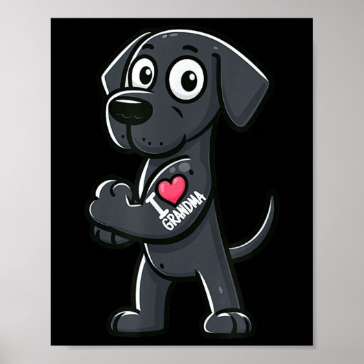 Geweldige Deen Ik hou van oma Funny Dog Tattoo Poster (Voorkant)
