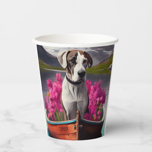 Geweldige Deen op een peddel: een Schilderachtig a Papieren Bekers (Voorkant)