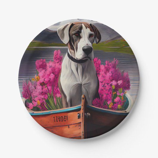 Geweldige Deen op een peddel: een Schilderachtig a Papieren Bordje (Voorkant)