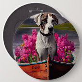 Geweldige Deen op een peddel: een Schilderachtig a Ronde Button 6,0 Cm (Voorkant /achterkant)