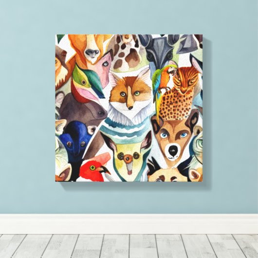 Geweldige dieren canvas afdruk (Insitu (Houten vloer))