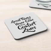 Geweldige dingen komen nooit van Comfort Zones Quo Bier Onderzetter (Linkerzijde)