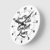 Geweldige dingen komen nooit van Comfort Zones Quo Ronde Klok (Hoek)