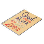 geweldige dingen zijn nooit uit het tijdschrift va notitieboek (Linkerzijde)