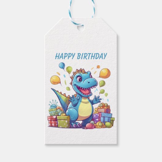 Geweldige dinosaurus feestjongens cadeaulabel (Voorkant)