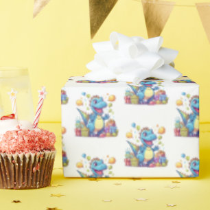 Geweldige dinosaurus feestjongens cadeaupapier