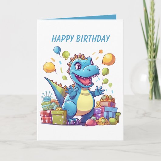 Geweldige dinosaurus feestjongens kaart (Voorkant)