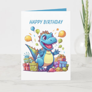 Geweldige dinosaurus feestjongens kaart