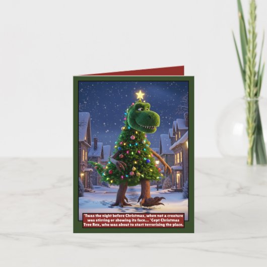 Geweldige dinosaurus kerstkaart kaart (Voorkant)