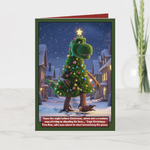 Geweldige dinosaurus kerstkaart kaart