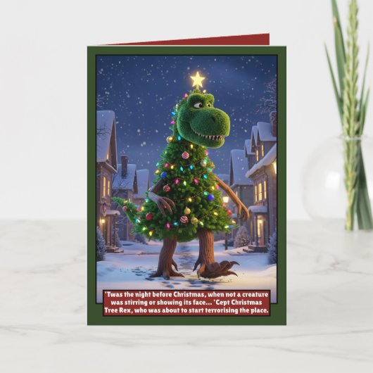 Geweldige dinosaurus kerstkaart kaart (Voorkant)