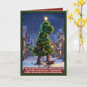 Geweldige dinosaurus kerstkaart kaart (Gele Bloem)