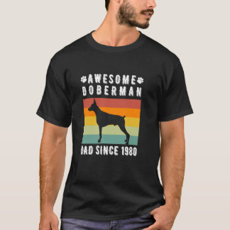 Geweldige Dobermann Vader Sinds 1980 Retro Hondene T-shirt