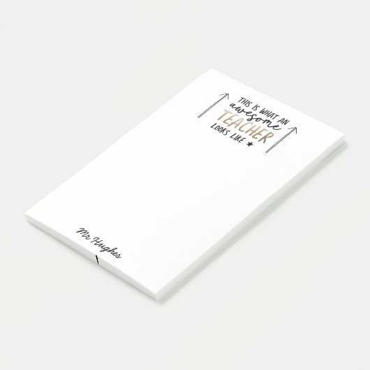 Geweldige docent modern typografie goudcadeau post-it® notes (Schuin)