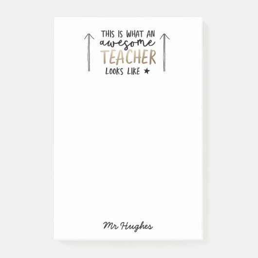 Geweldige docent modern typografie goudcadeau post-it® notes (Voorkant)