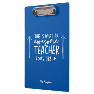 Geweldige docent moderne typografie blauw cadeau t klembord