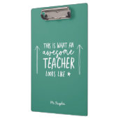 Geweldige docent moderne typografie groen cadeau t klembord (Links)