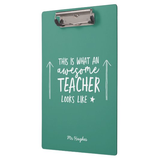 Geweldige docent moderne typografie groen cadeau t klembord (Links)