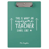 Geweldige docent moderne typografie groen cadeau t klembord (Voorkant)