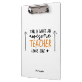 Geweldige docent moderne typografie oranje cadeau klembord (Links)