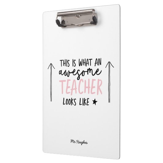 Geweldige docent moderne typografie roze cadeau ta klembord (Links)