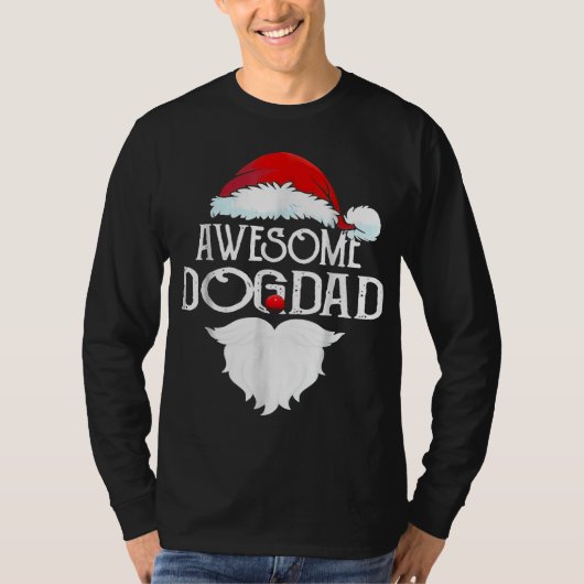 Geweldige Dog Pap Kerstmis Santa Hat Funny Family T-shirt (Voorkant)