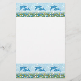 Geweldige dolfijnen in het mousserende mystieke Ze Briefpapier